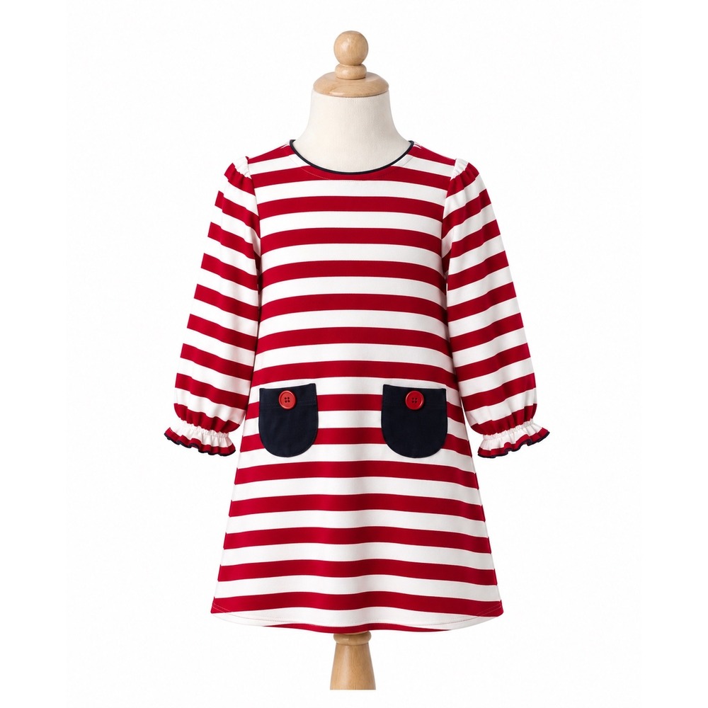 The Beaufort Bonnet Company Patty Playground‎ Dress Red White Striped Girls Sz 6